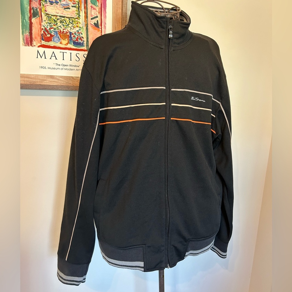 Ben Sherman Retro signature tricot track jacket in Black size Large